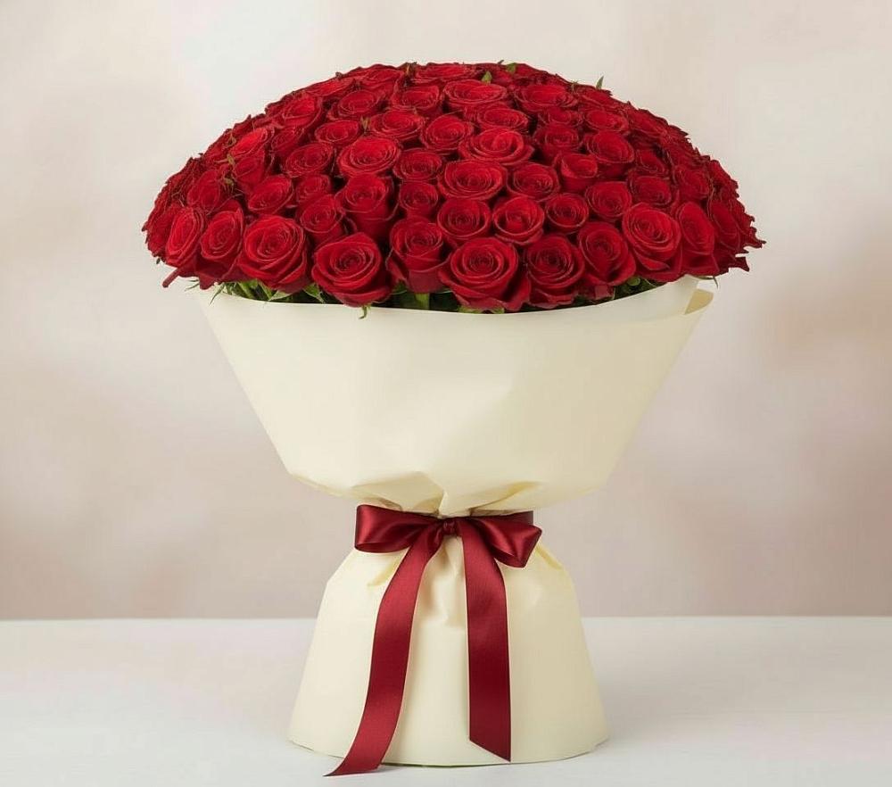 Букет 101 Красная роза Милано в Тёплом