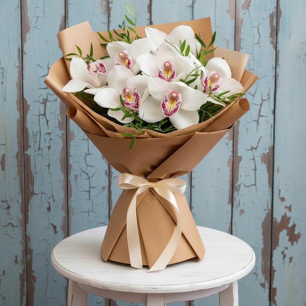 Букет цветов из: Орхидеи и Розы в Тёплом