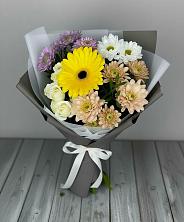 Букет цветов из:  Розы, Герберы и Хризантемы в Тёплом